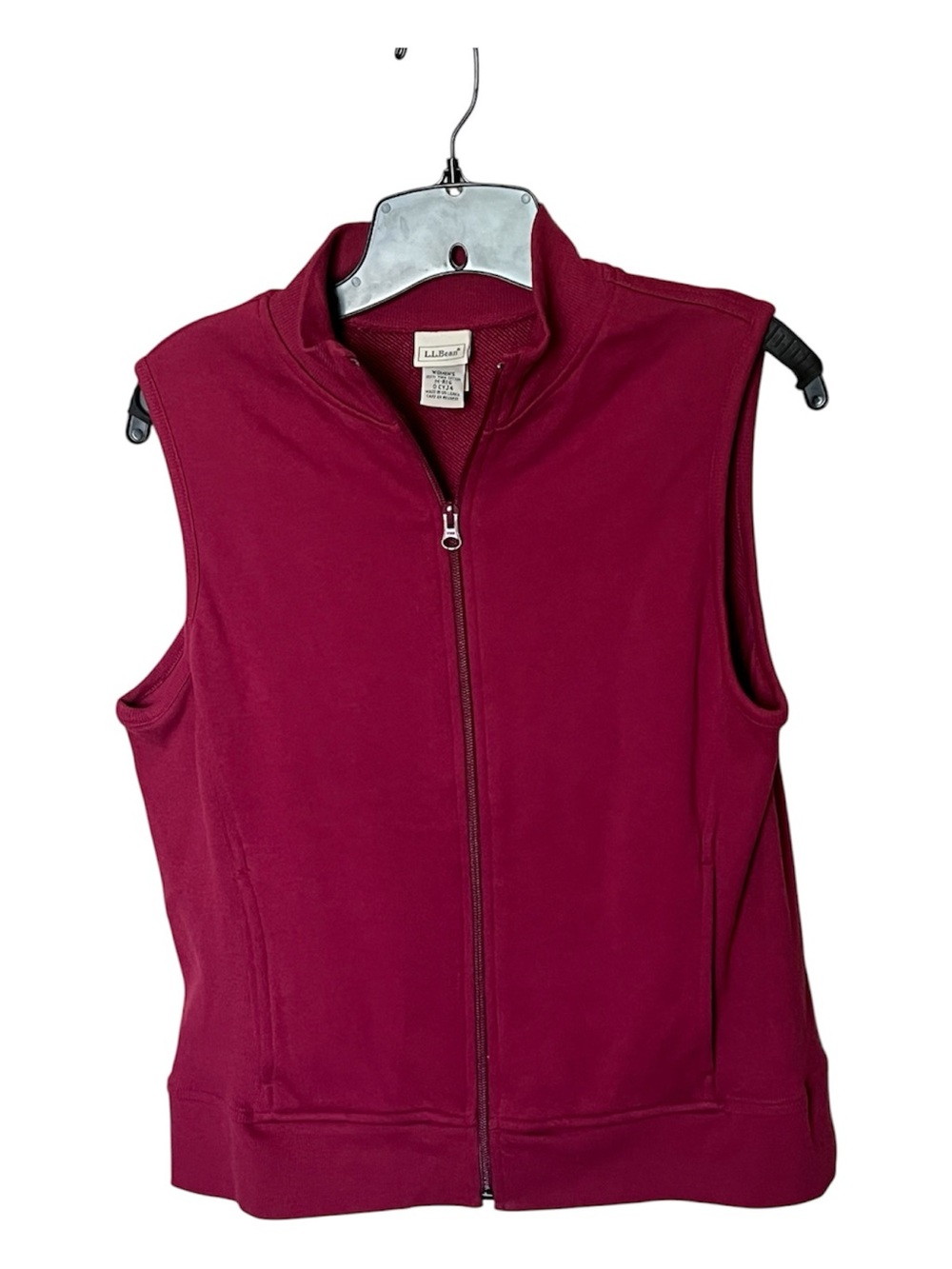 L. L. Bean 100% Pima Cotton Dark Red Full Zip Vest with Pockets Size Medium
